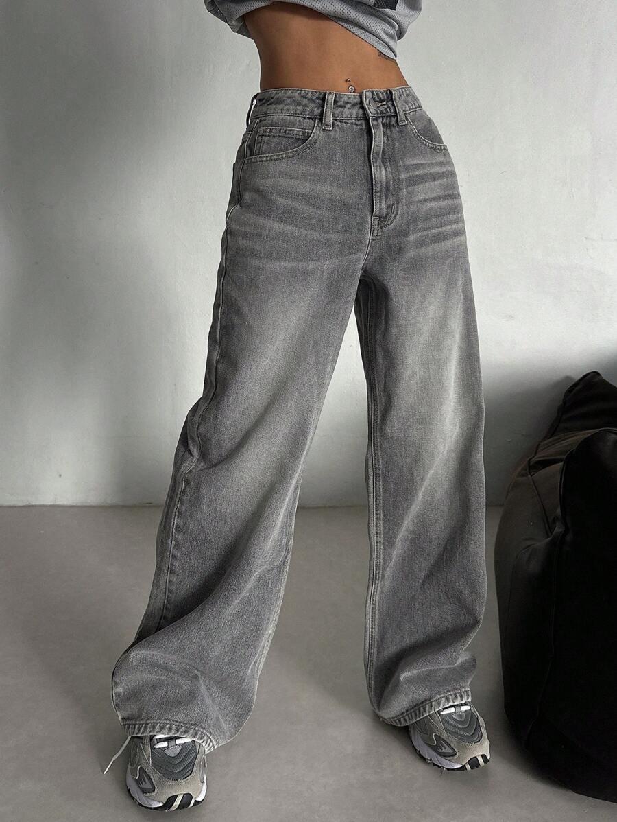 SZARE SPODNIE JEANS 