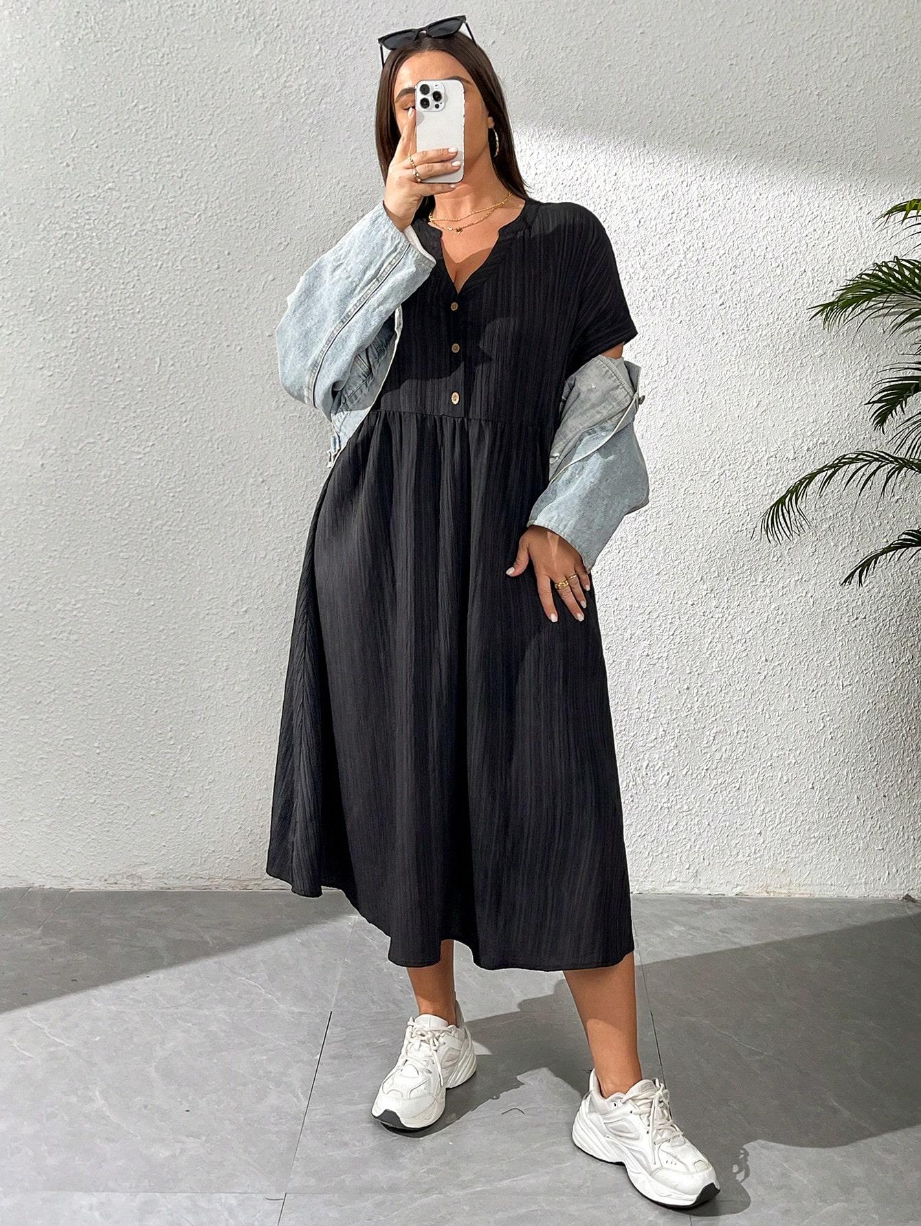 CZARNA SUKIENKA V-NECK