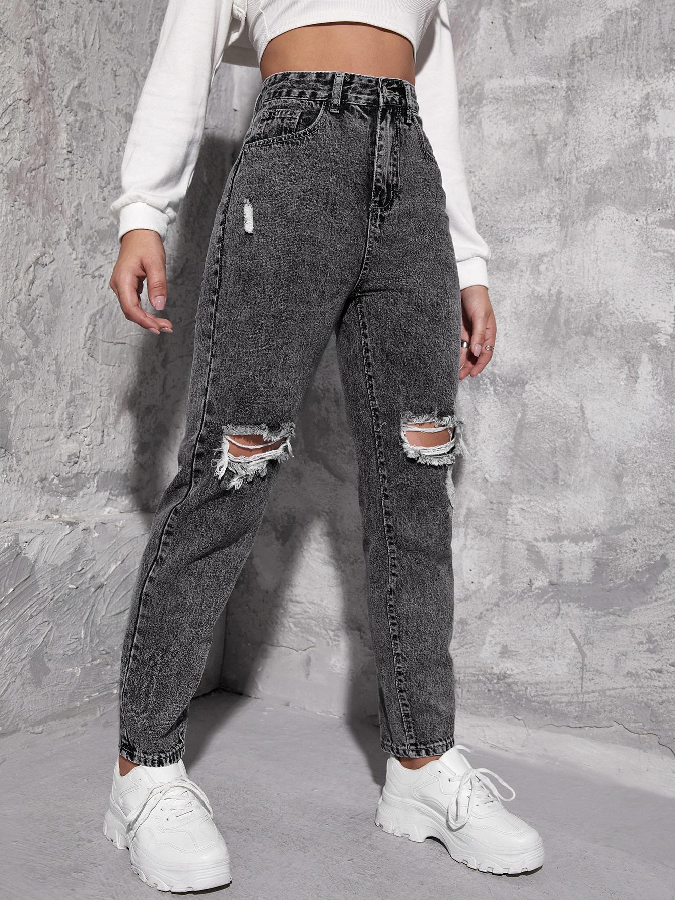 SZARE SPODNIE JEANS