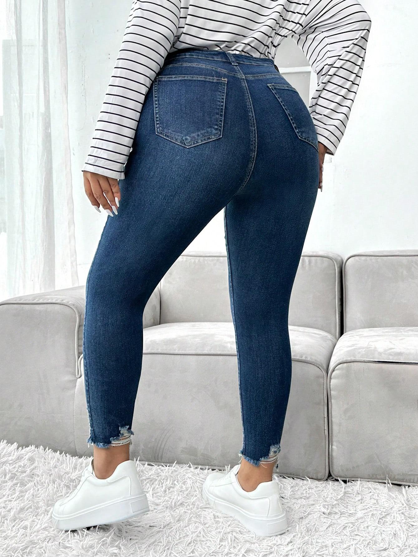 GRANATOWE SPODNIE JEANS
