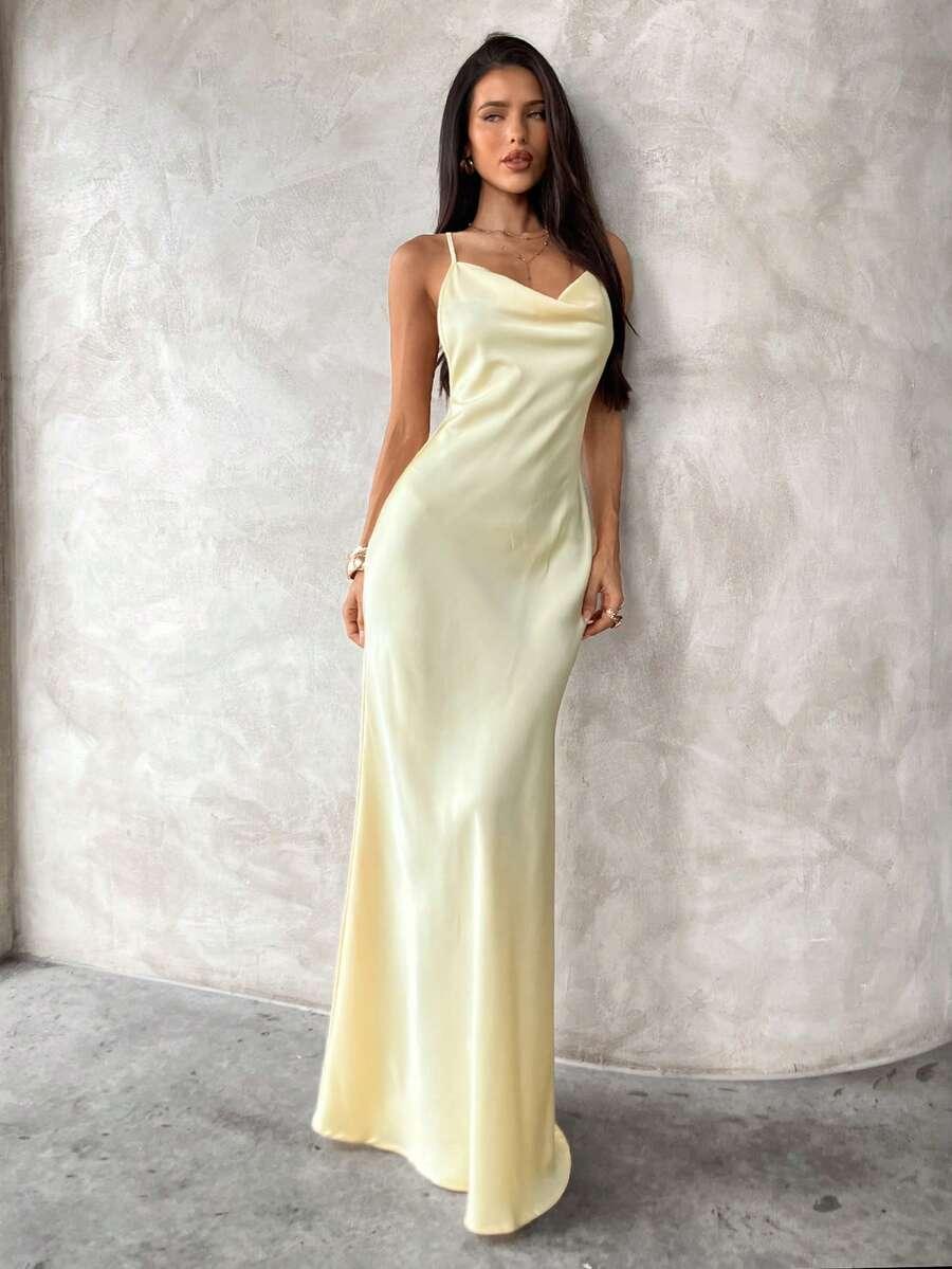 satynowa maxi sukienka