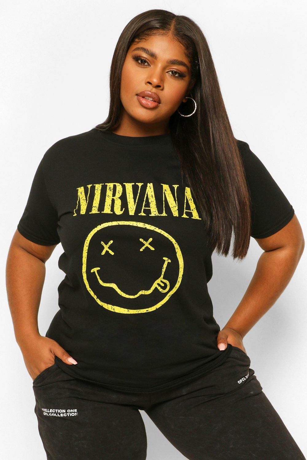 CZARNY T-SHIRT NADRUK OVERSIZE NIRVANA