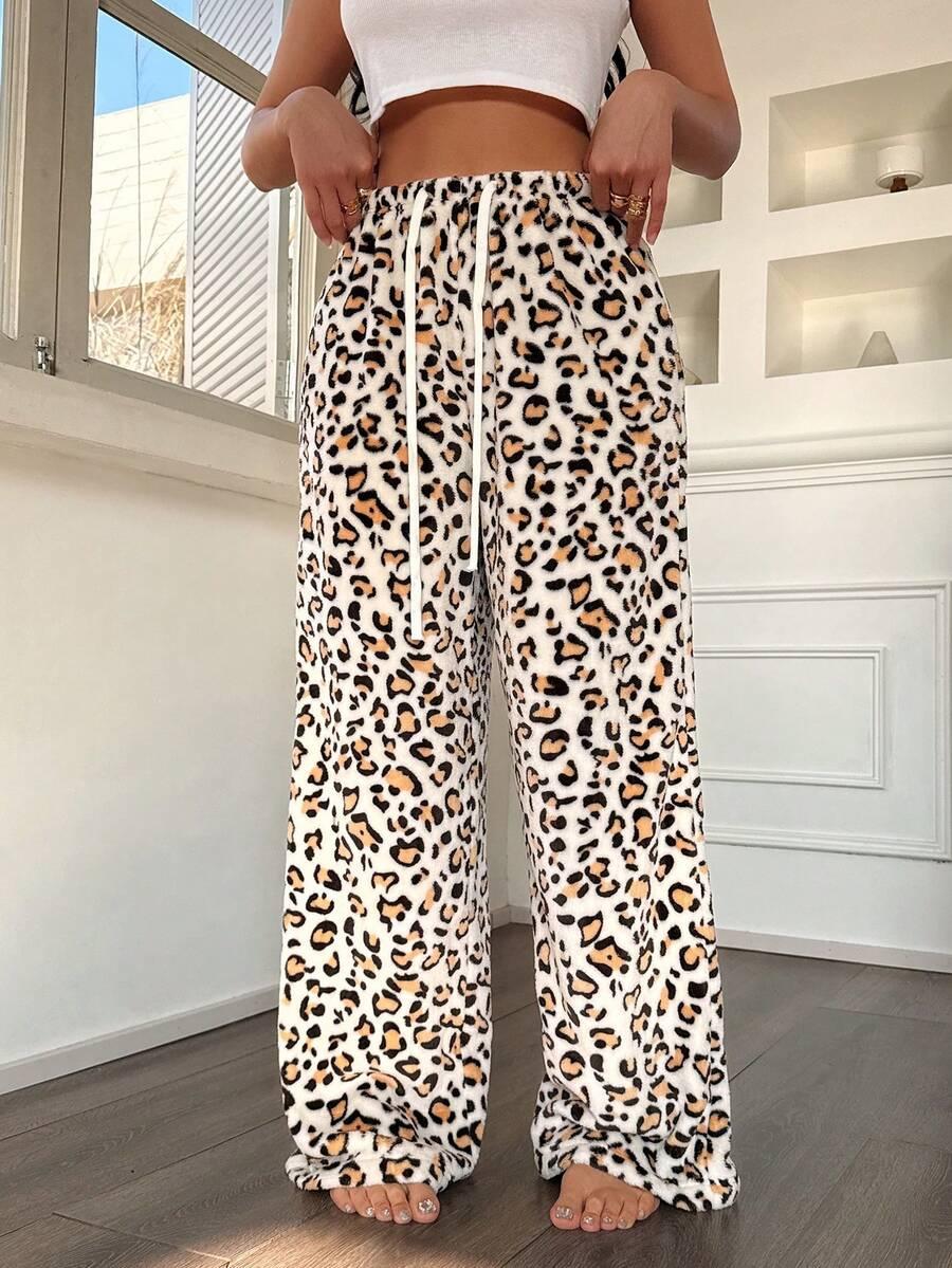 spodnie piżamowe animal print w panterkę