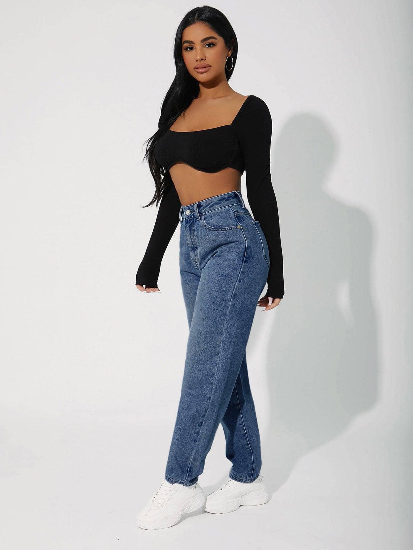 PROSTE SPODNIE JEANS WYSOKI STAN