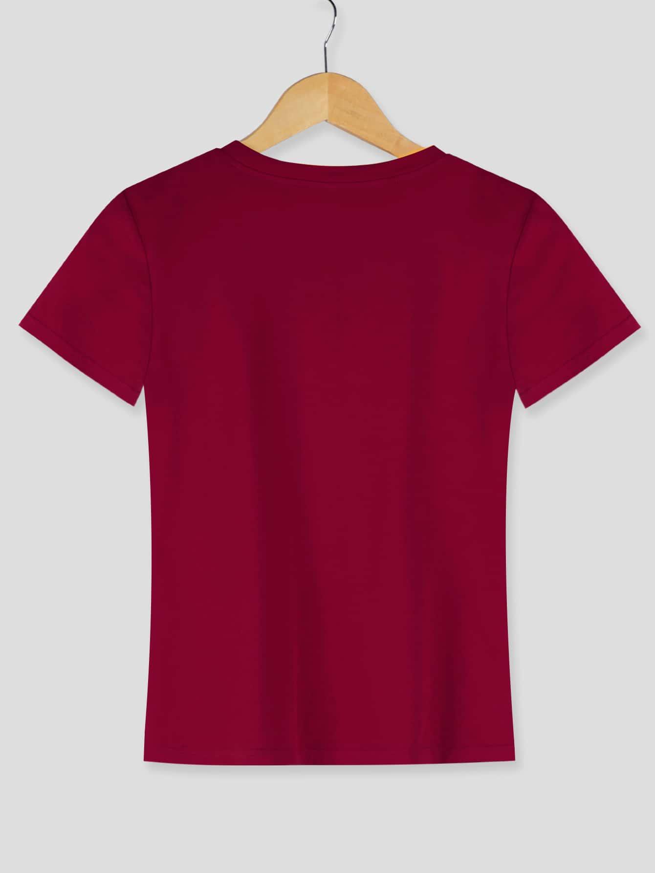 czerwony t-shirt nadruk kaktus