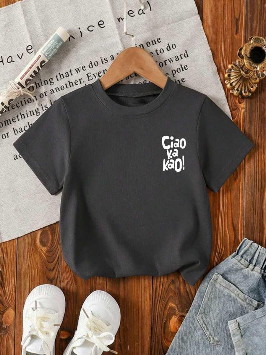 szary t-shirt print