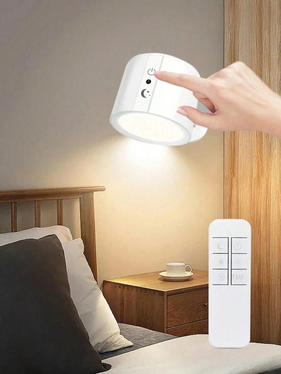 biała lampka nocna pilot 2-pack