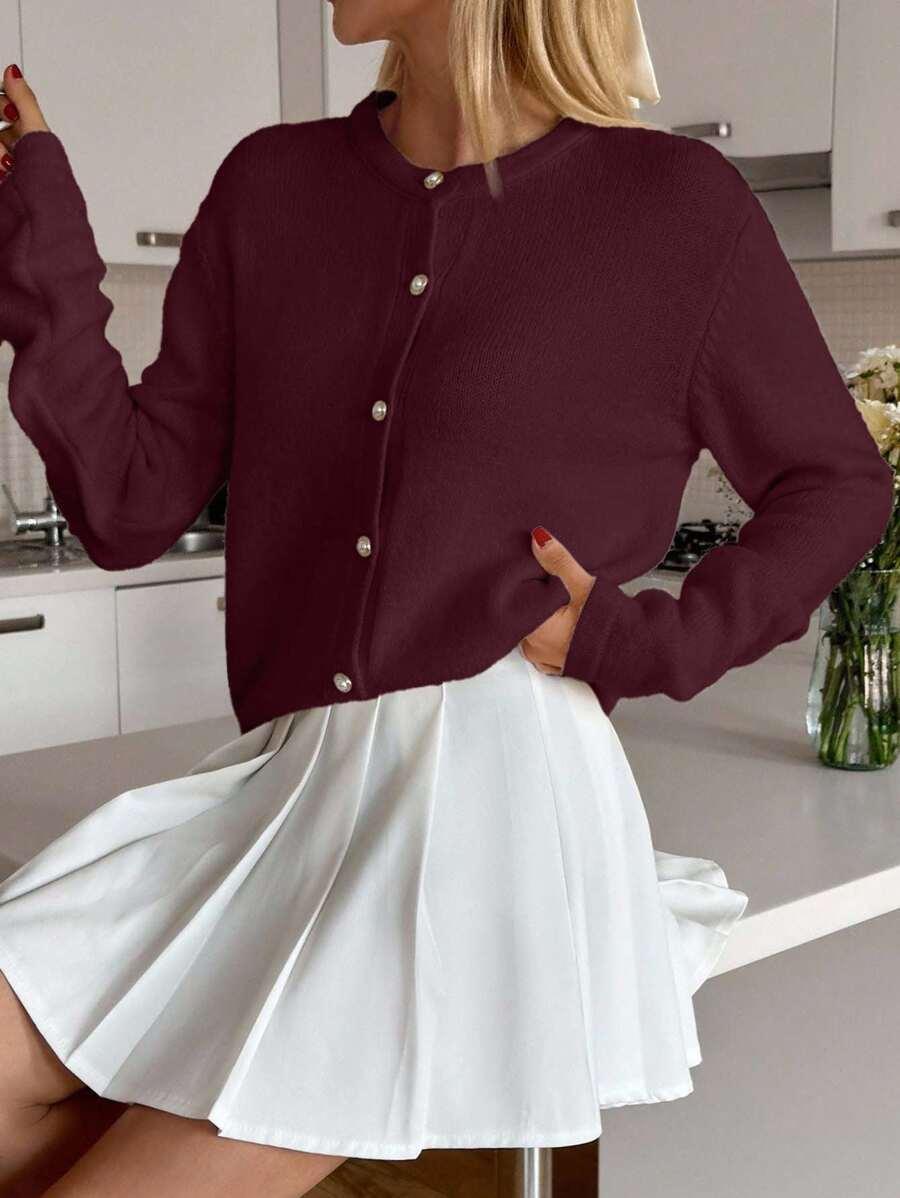 BORDOWY SWETER GUZIKI 