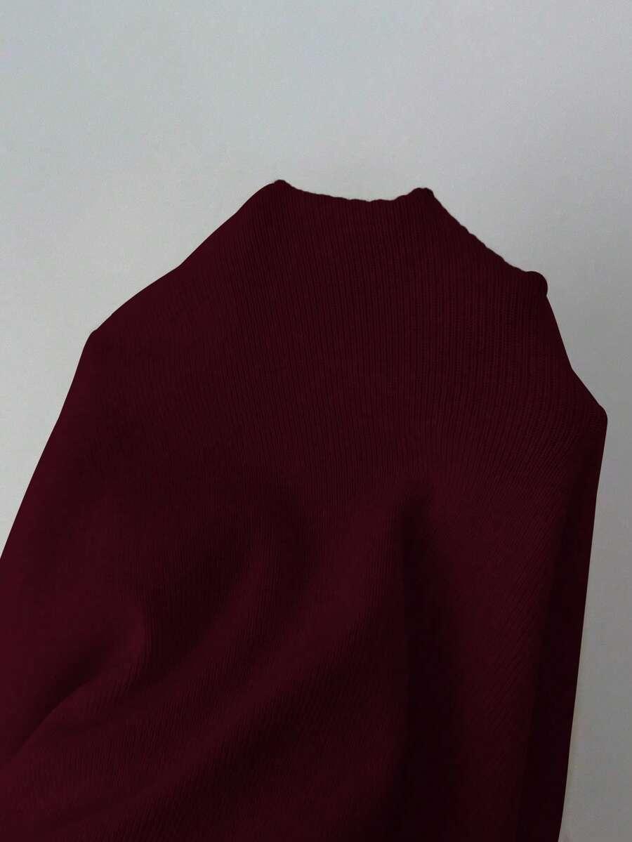 bordowy dzianinowy sweter 