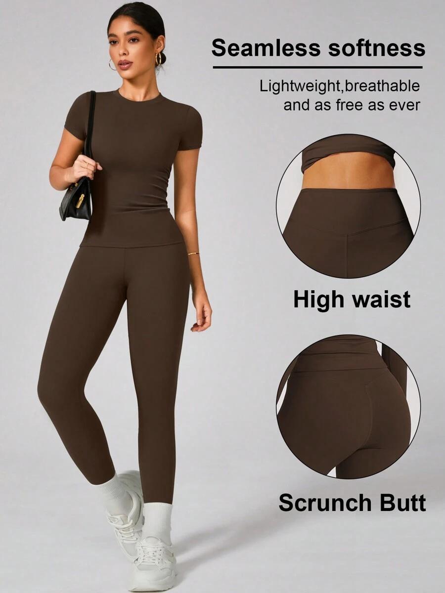 brązowe legginsy wysoki stan 