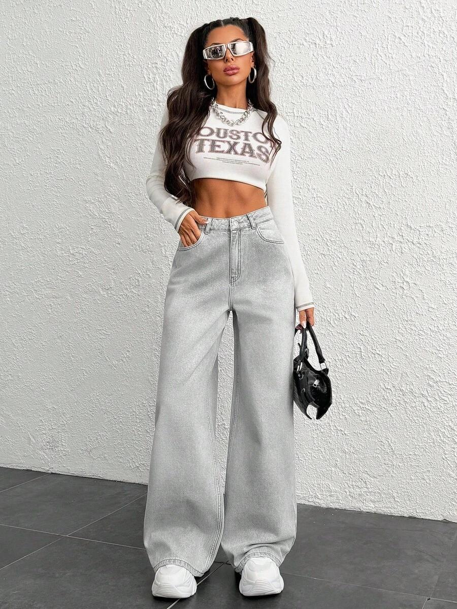 SZARE SPODNIE JEANS 