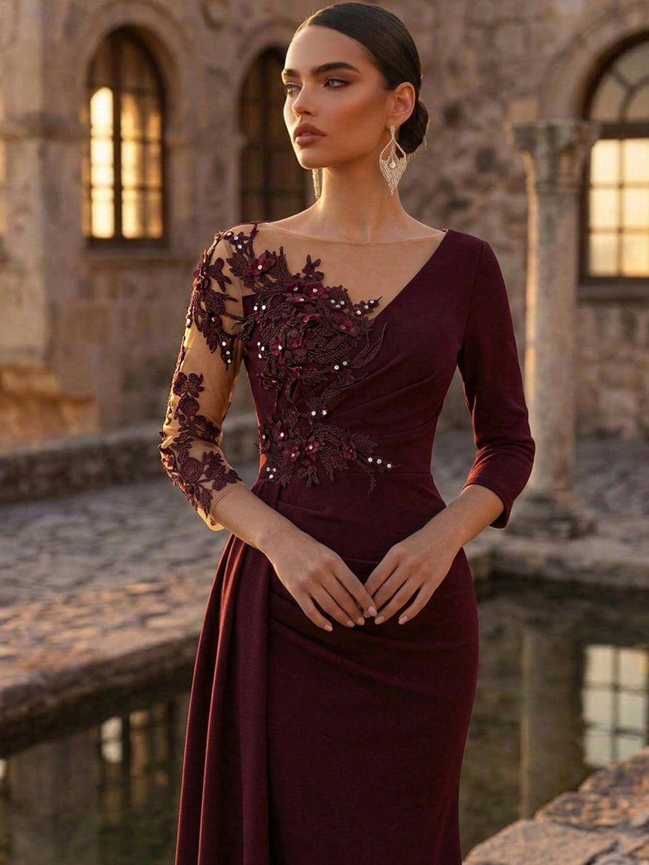 burgundowa maxi sukienka