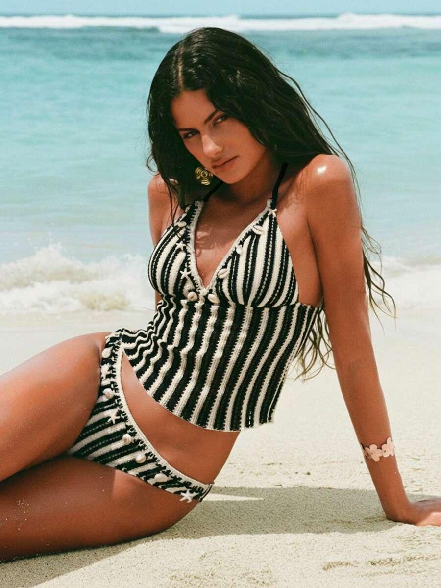 komplet tankini figi muszelki