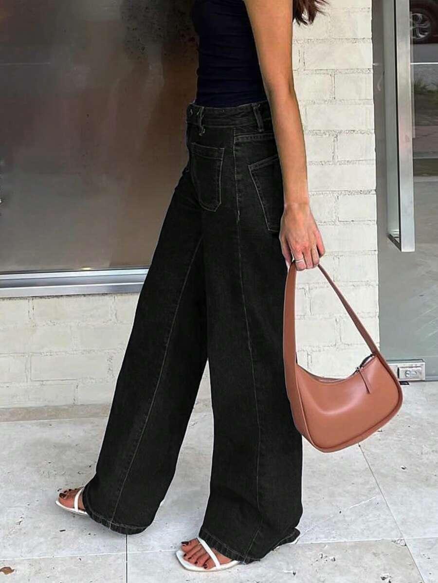 CZARNE SPODNIE JEANS