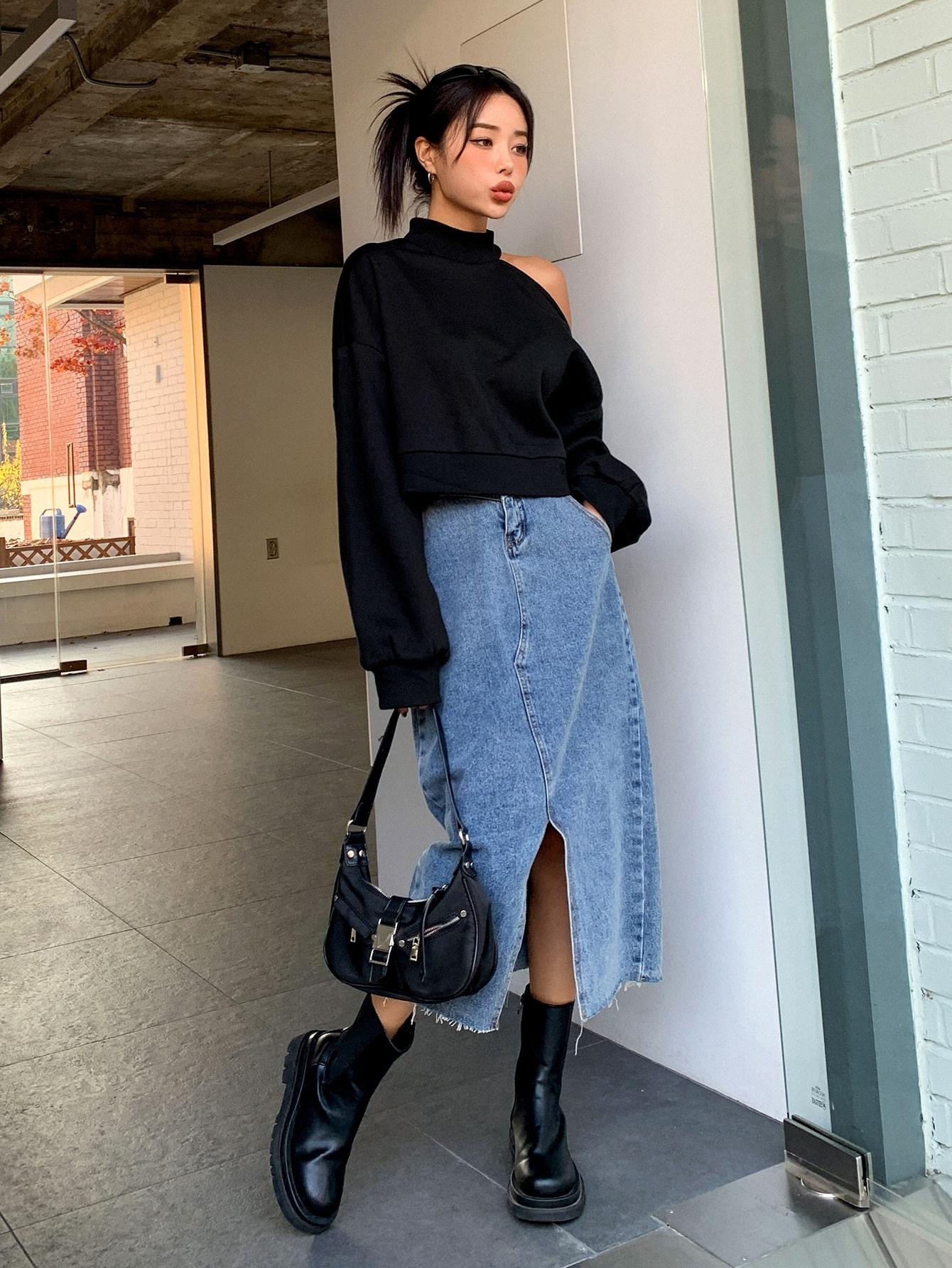 czarna bluza asymetria