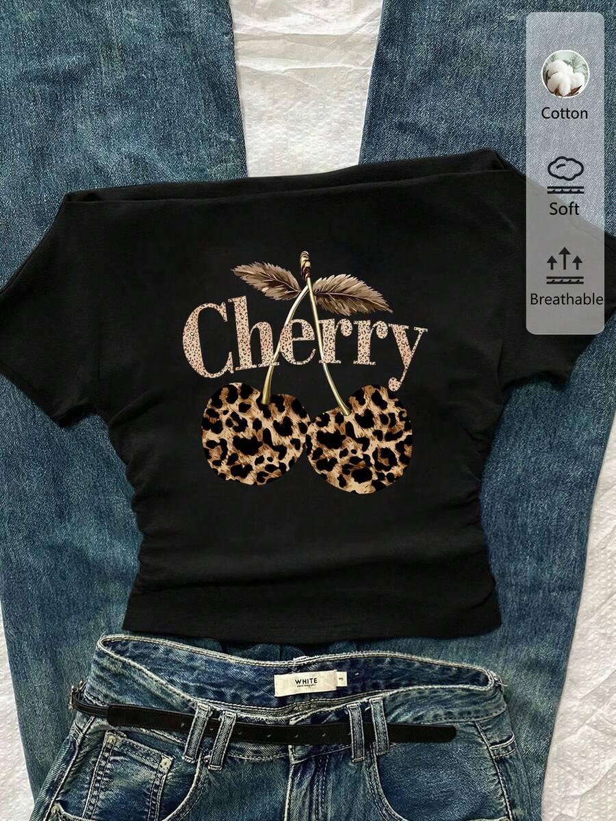 czarny t-shirt nadruk