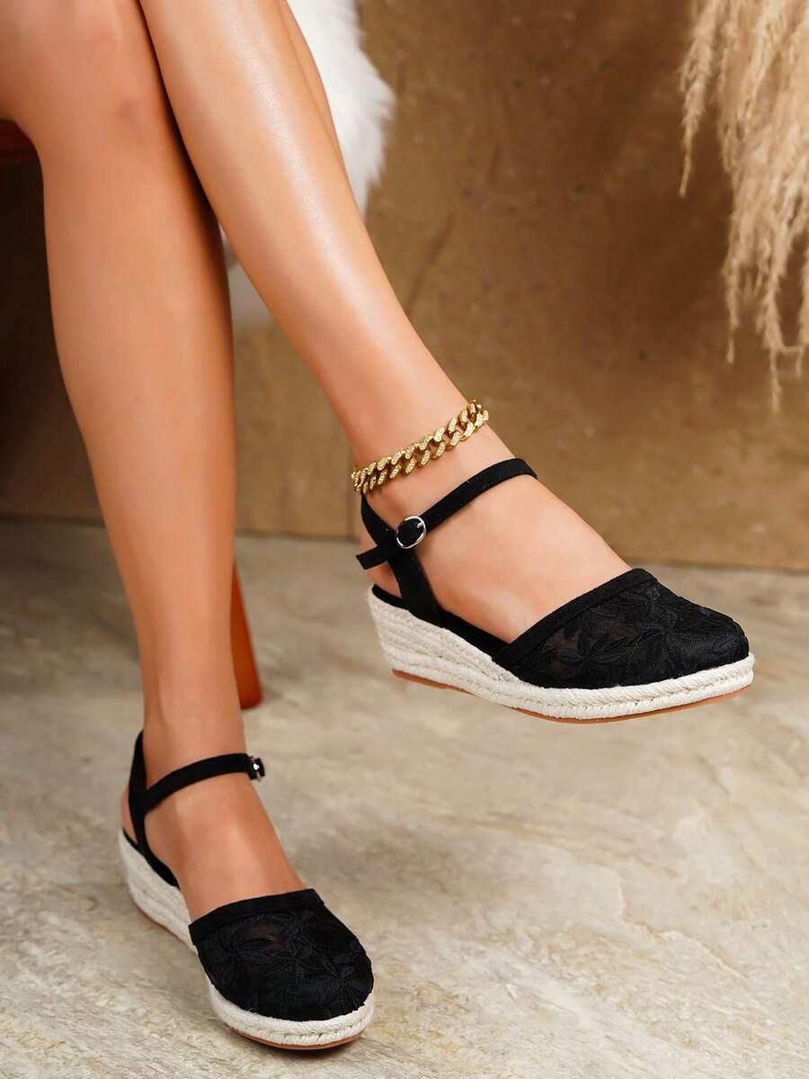 CZARNE ESPADRYLE KOTURN