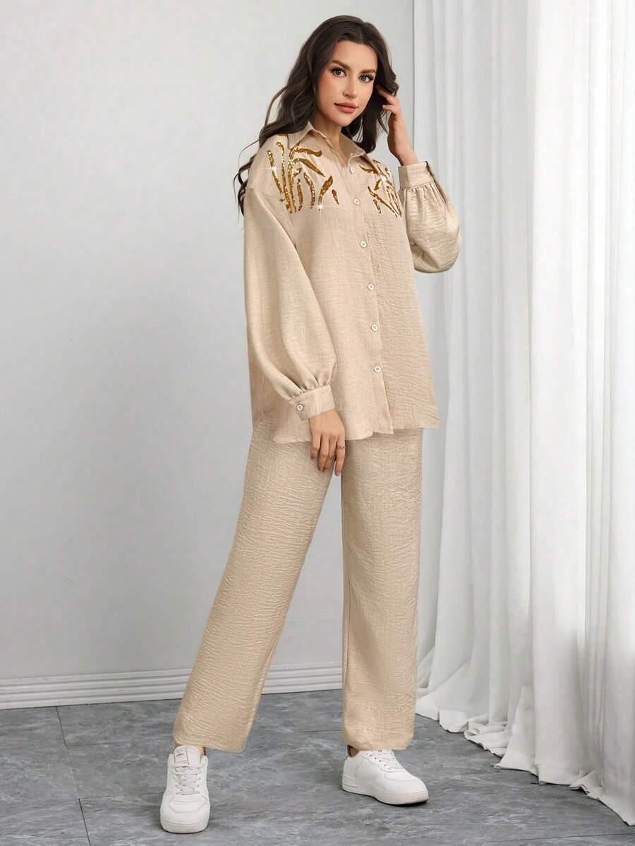 KOMPLET DAMSKI KOSZULA ZE SPODNIAMI