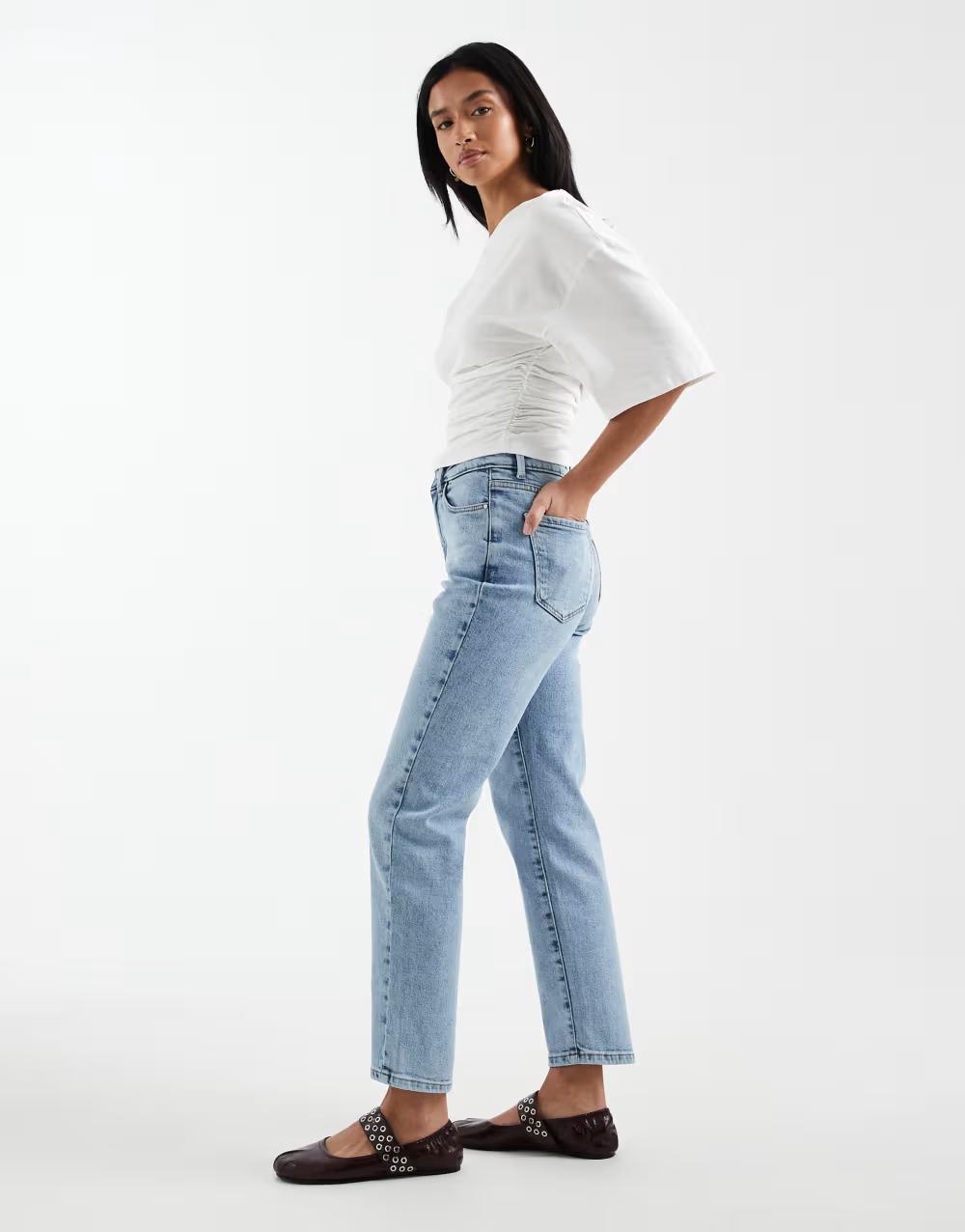 niebieskie spodnie jeans wysoki stan
