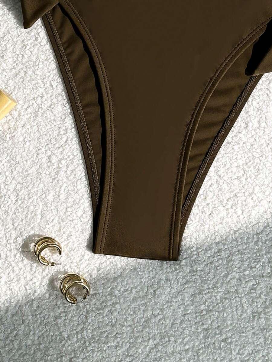 BRĄZOWY DÓŁ OD BIKINI WIĄZANIE