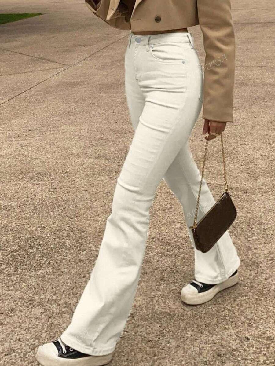 BIAŁE JEANSY WYSOKI STAN 