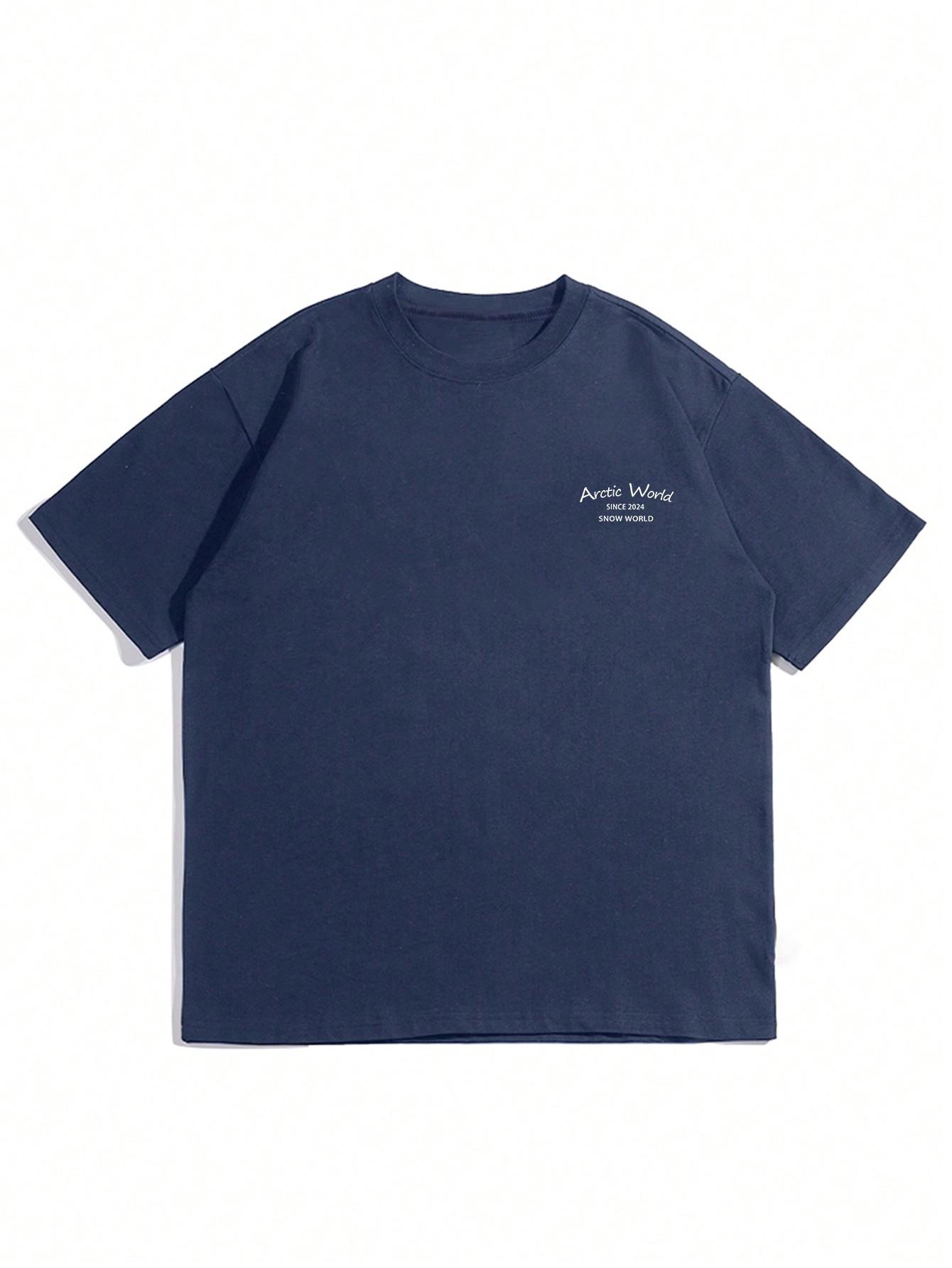 GRANATOWY T-SHIRT PRINT