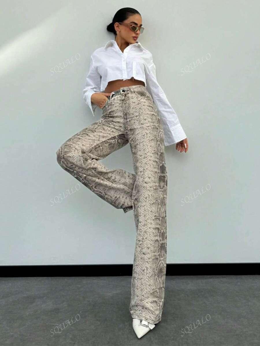 PROSTE SPODNIE ANIMAL PRINT