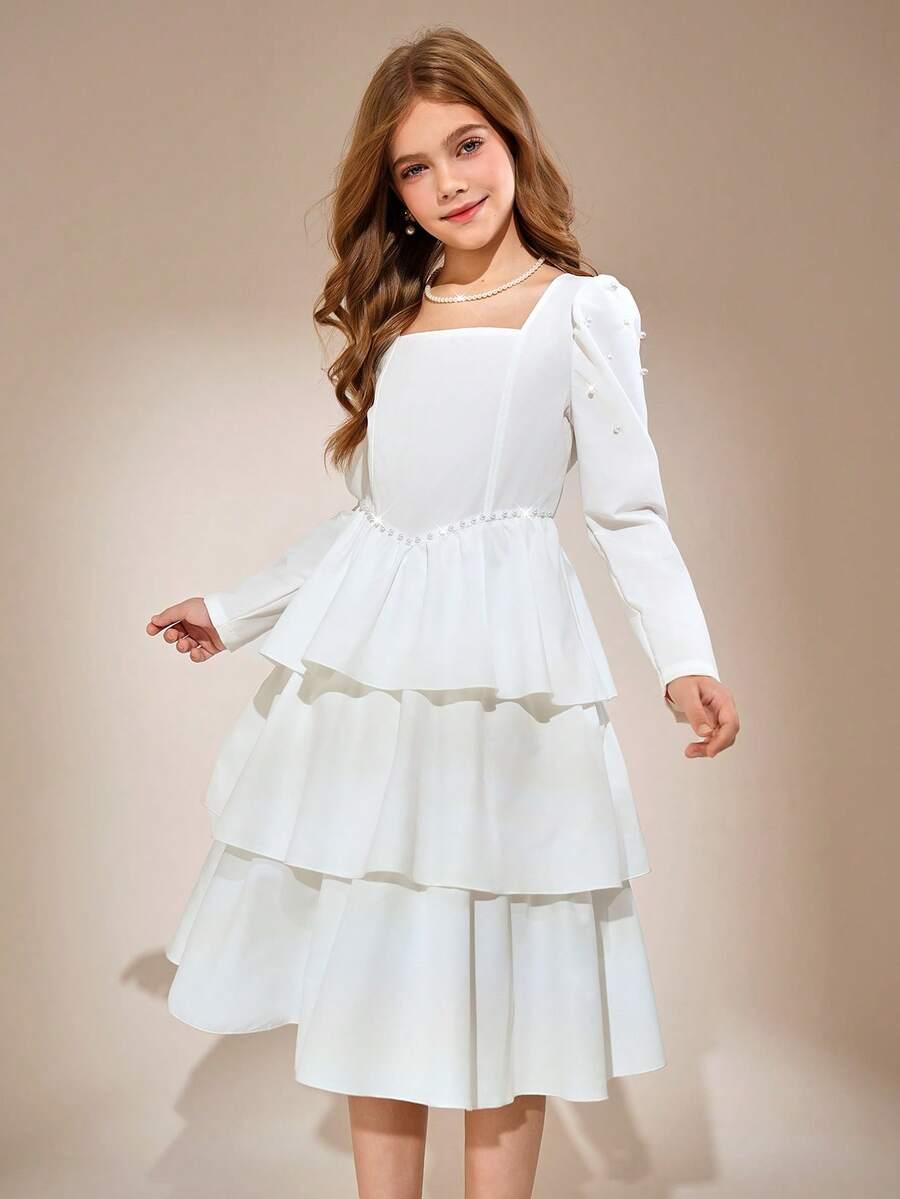 ELEGANCKA SUKIENKA Z OZODBNYMI PEREŁKAMI
