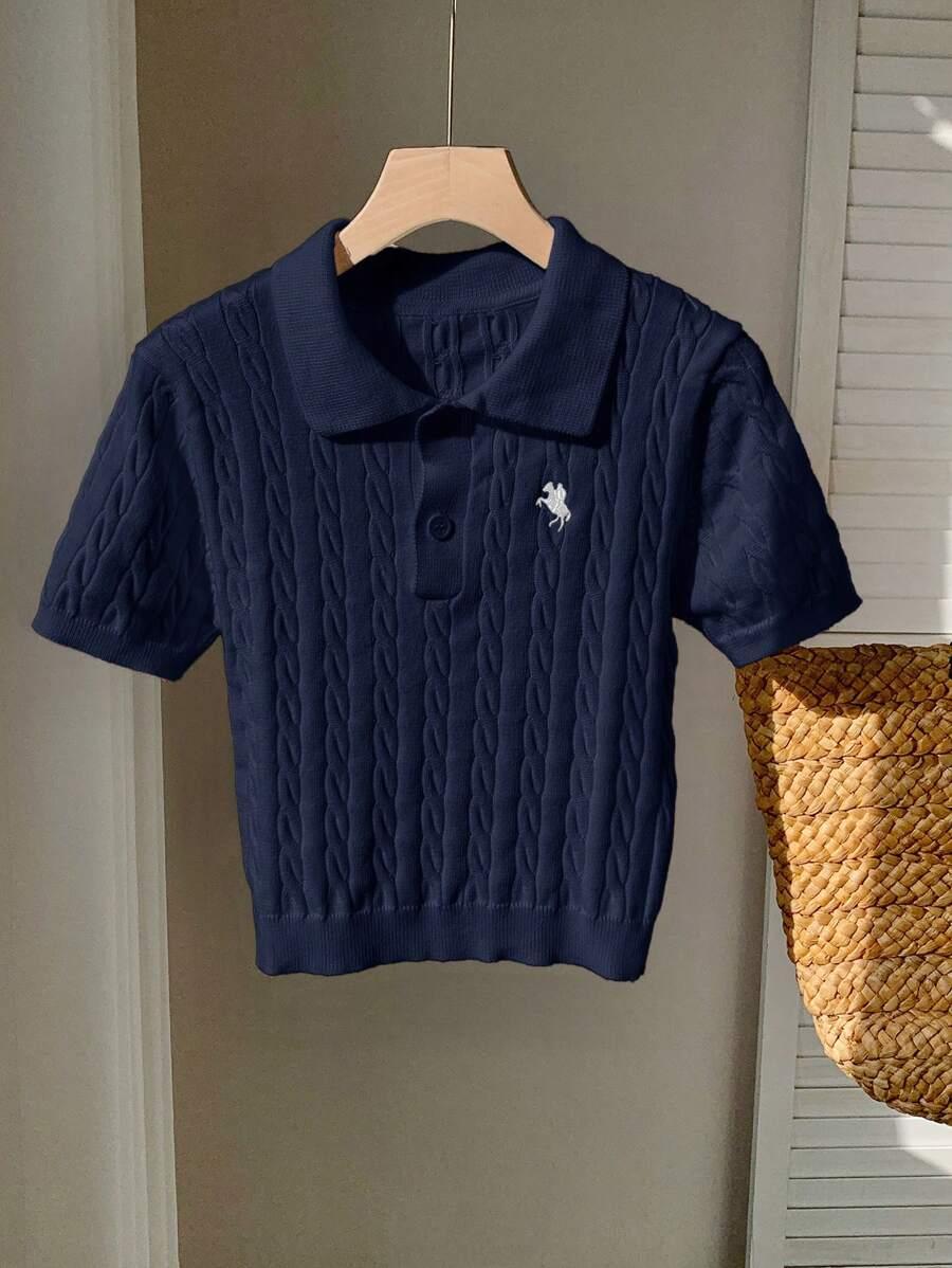 dzianinowa koszulka polo splot