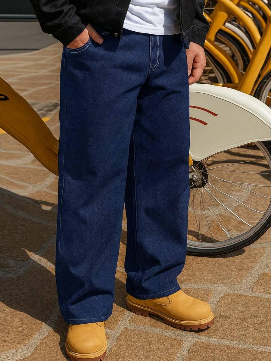 granatowe spodnie jeans