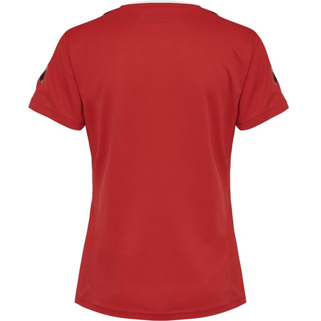 czerwona koszulka treningowa krótki rękaw logo