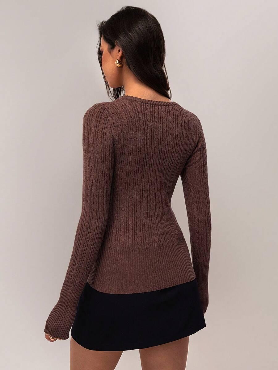 WISKOZOWY SWETER DAMSKI Z OKRĄGŁYM DEKOLTEM