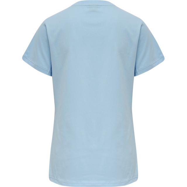 klasyczny niebieski t-shirt z okrągłym dekoltem