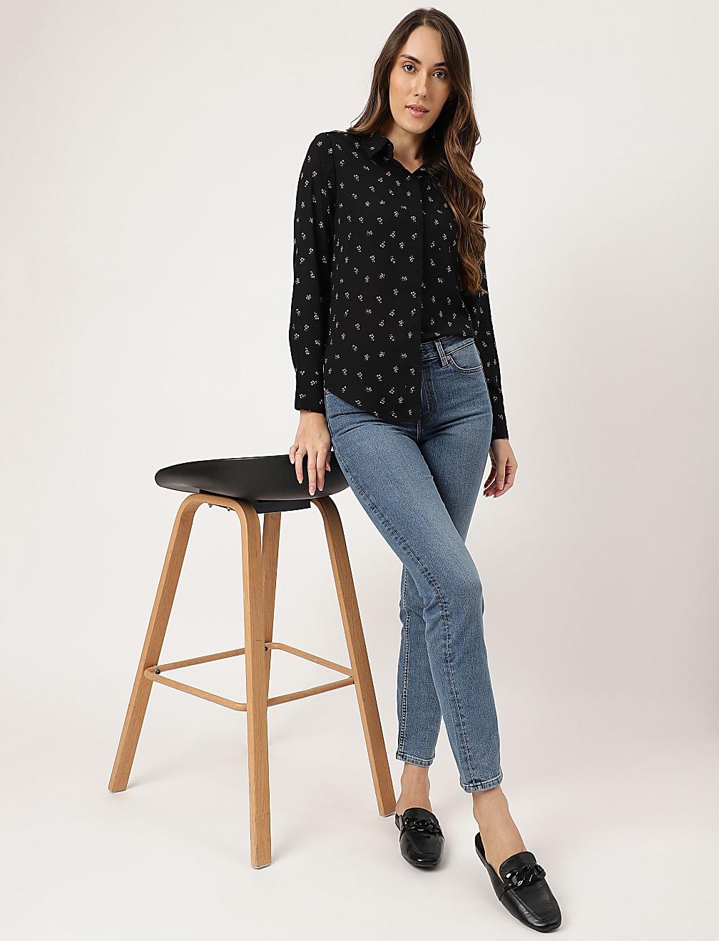 czarna bluzka print T43-3476K-Y4