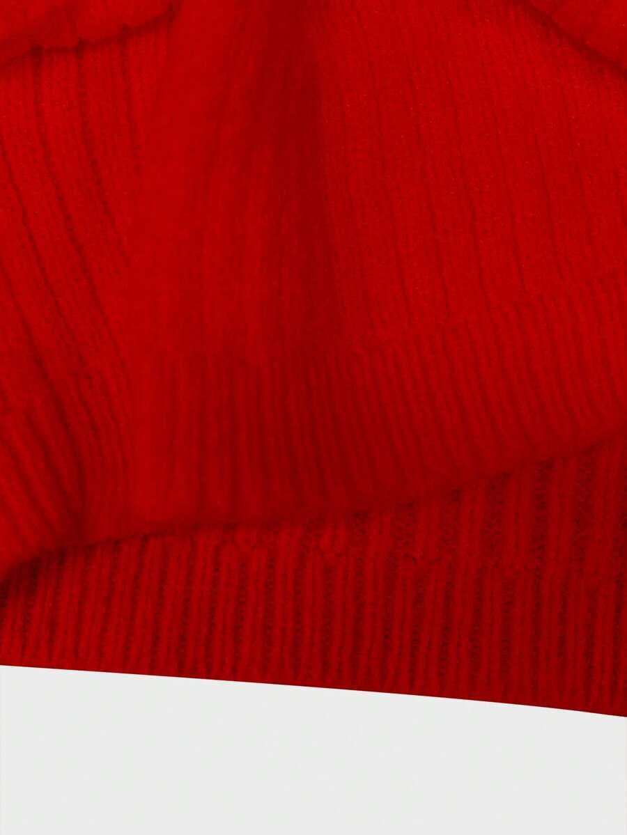 CZERWONY SWETER V-NECK