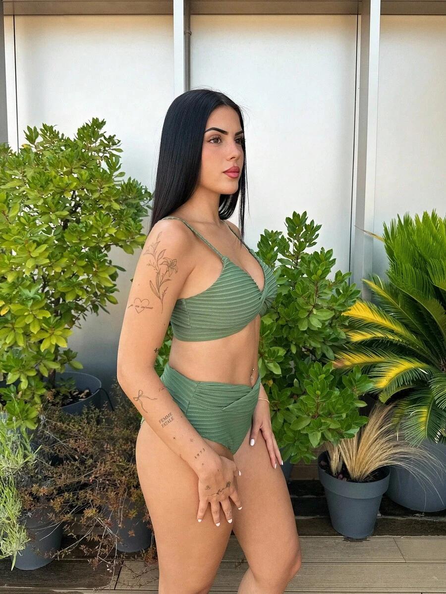 ZIELONY KOMPLET BIKINI STRUKTURA