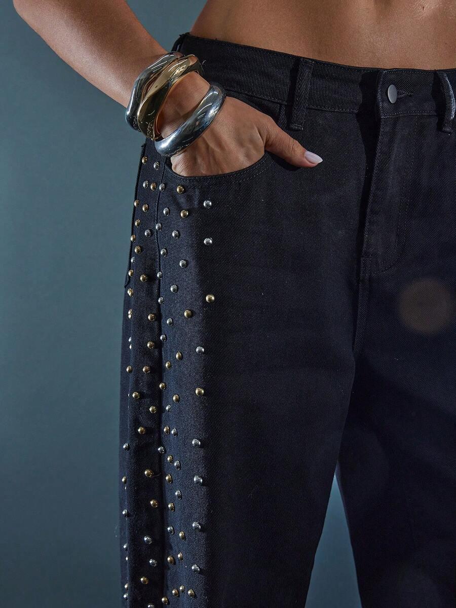 CZARNE SPODNIE JEANS 