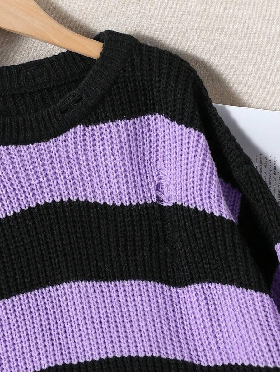 sweter wzór paski ripped