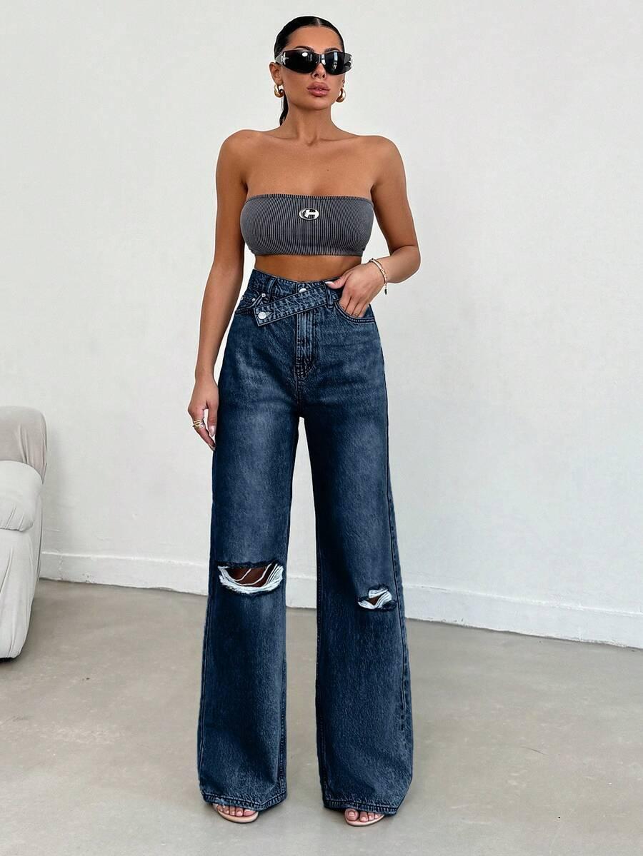 granatowe spodnie jeans 