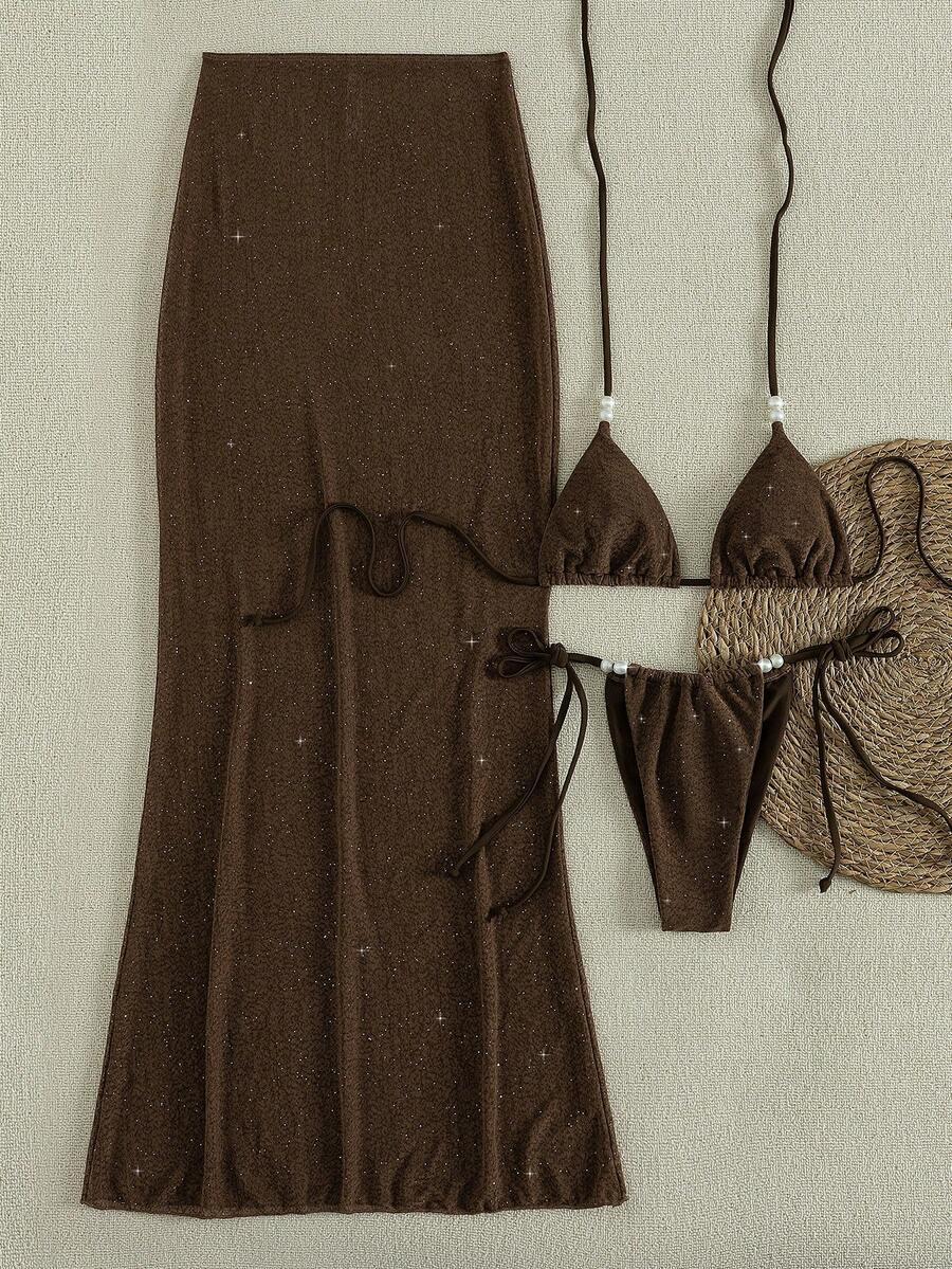 brązowe bikini sarong