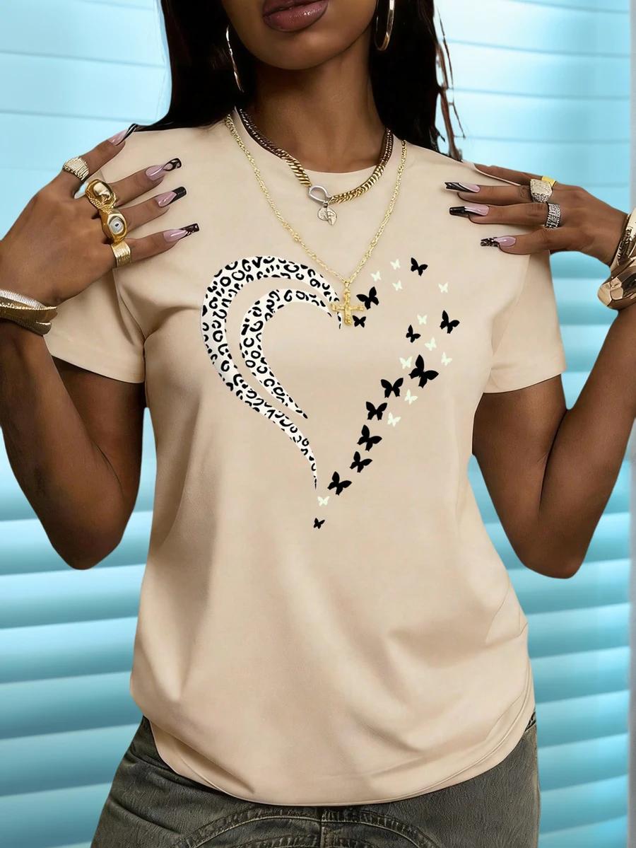 brązowy t-shirt nadruk