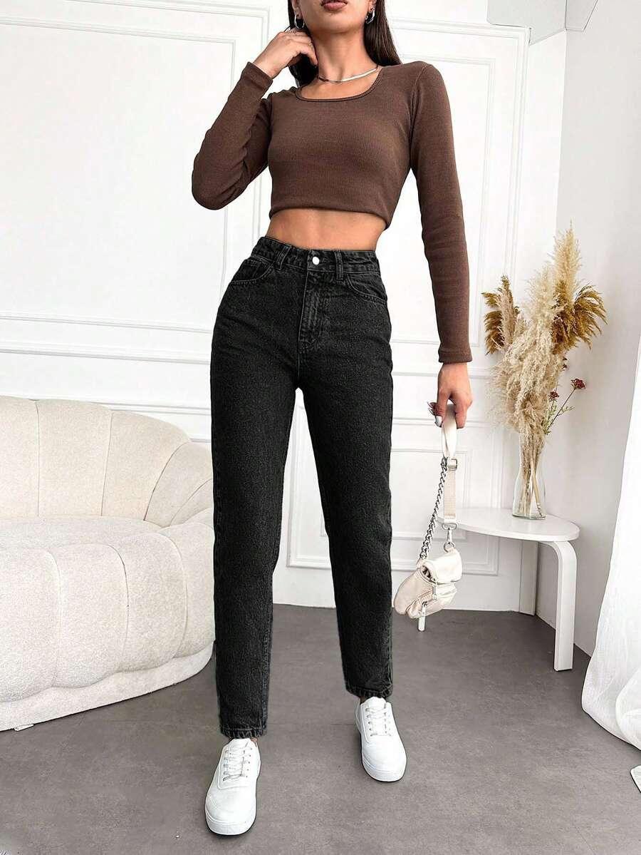 CZARNE SPODNIE JEANS