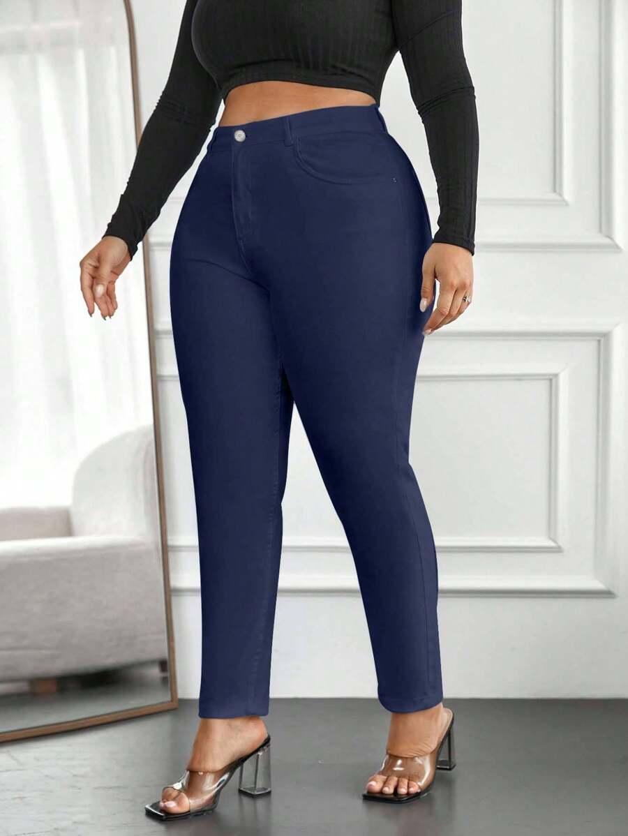GRANATOWE SPODNIE JEANS