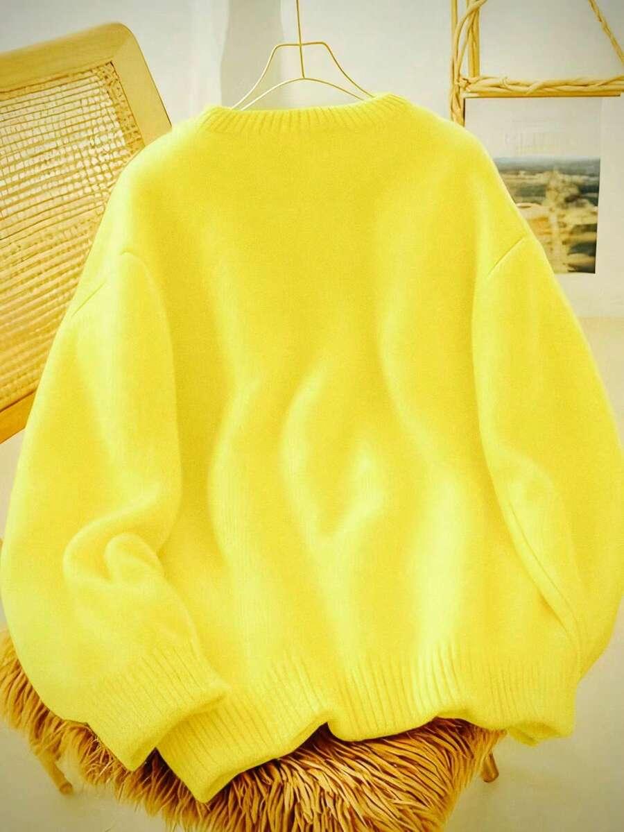 ŻÓŁTY SWETER DŁUGI RĘKAW