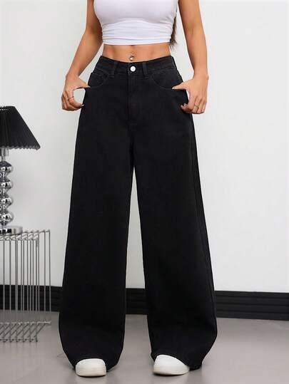 CZARNE SPODNIE JEANS