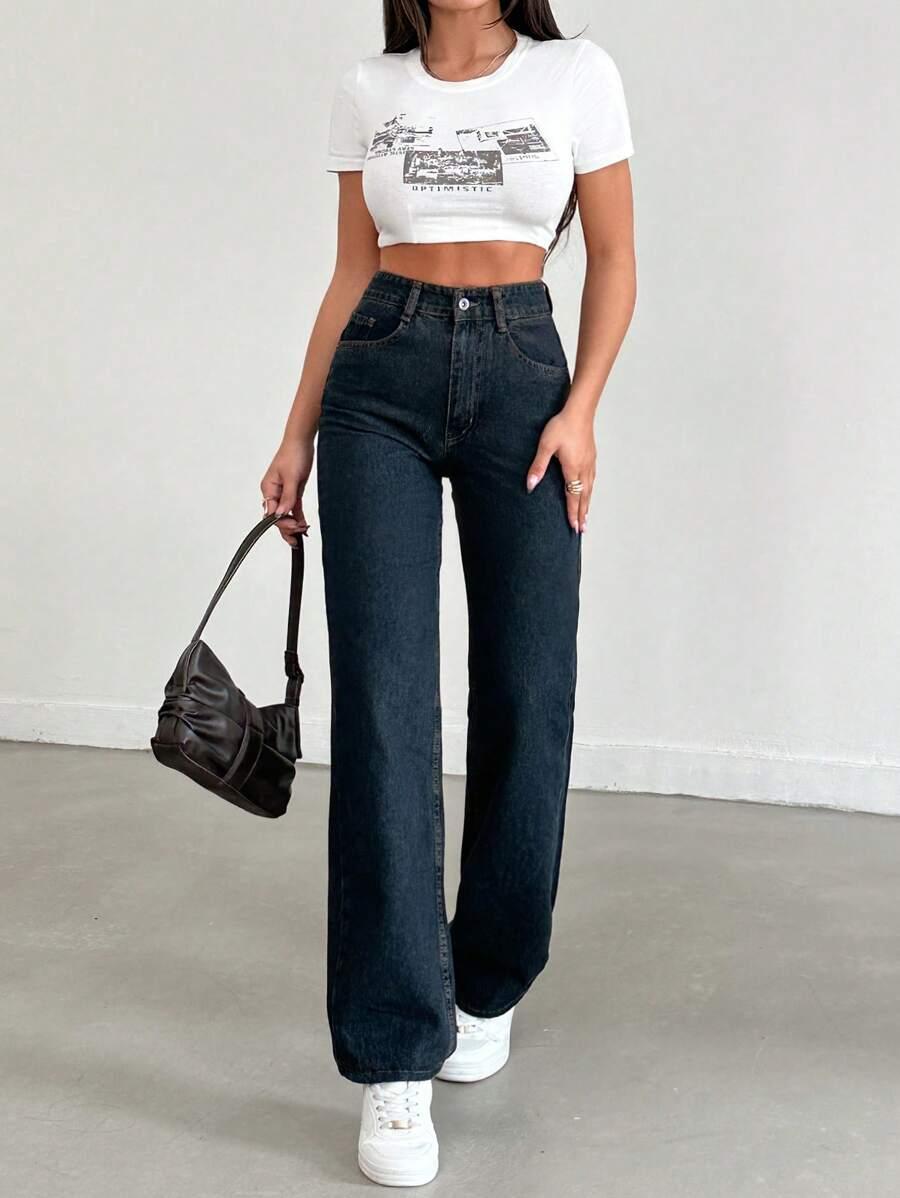 GRANATOWE SPODNIE JEANS