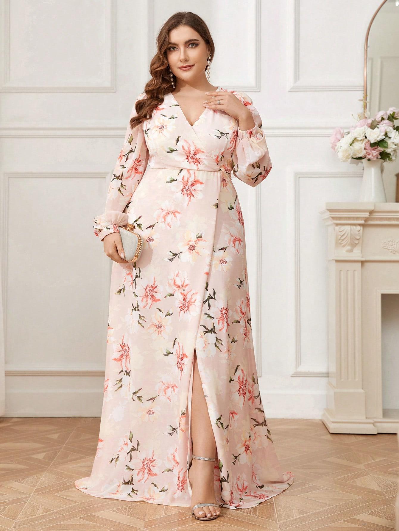 SUKIENKA MAXI KWIATOWA KLASYCZNA PLUS SIZE Z ZAMKIEM