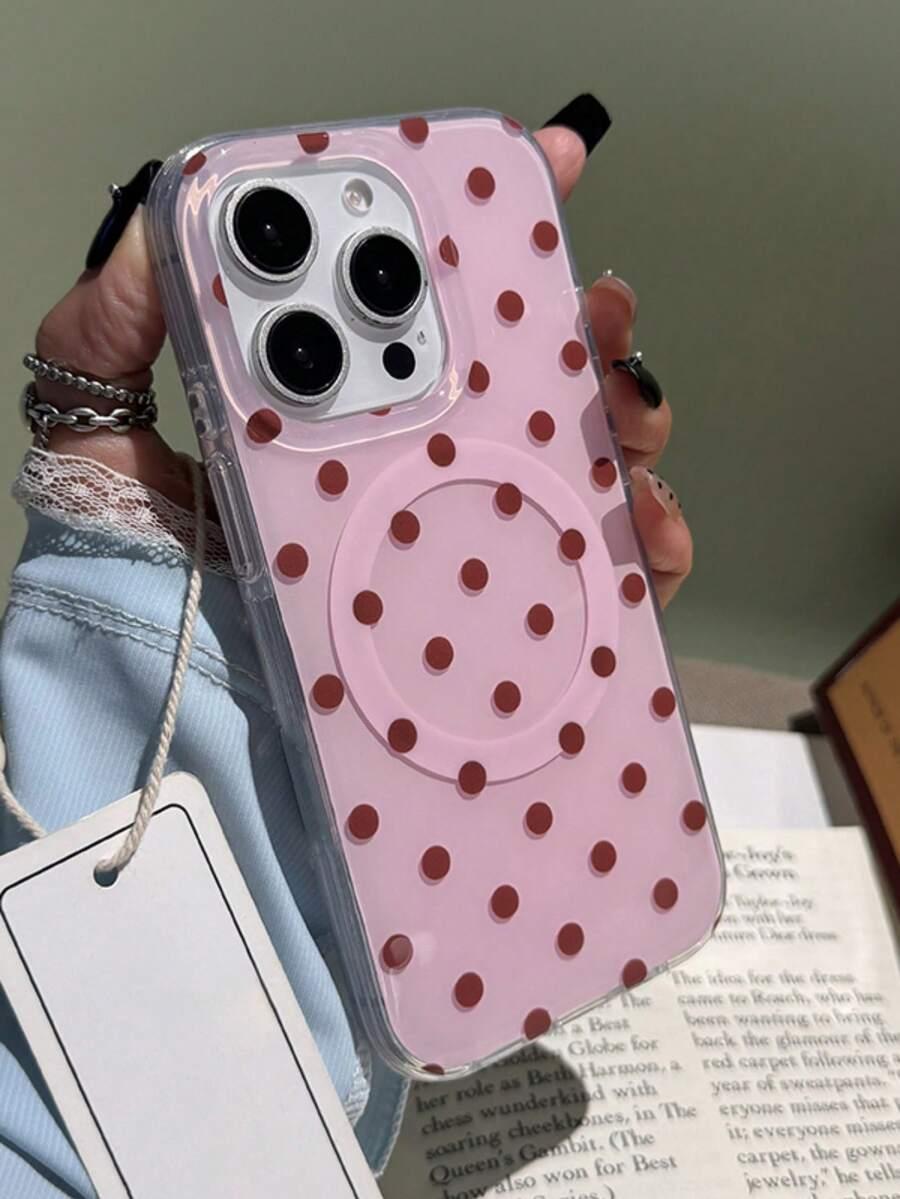 różowe etui groszki iPhone 16