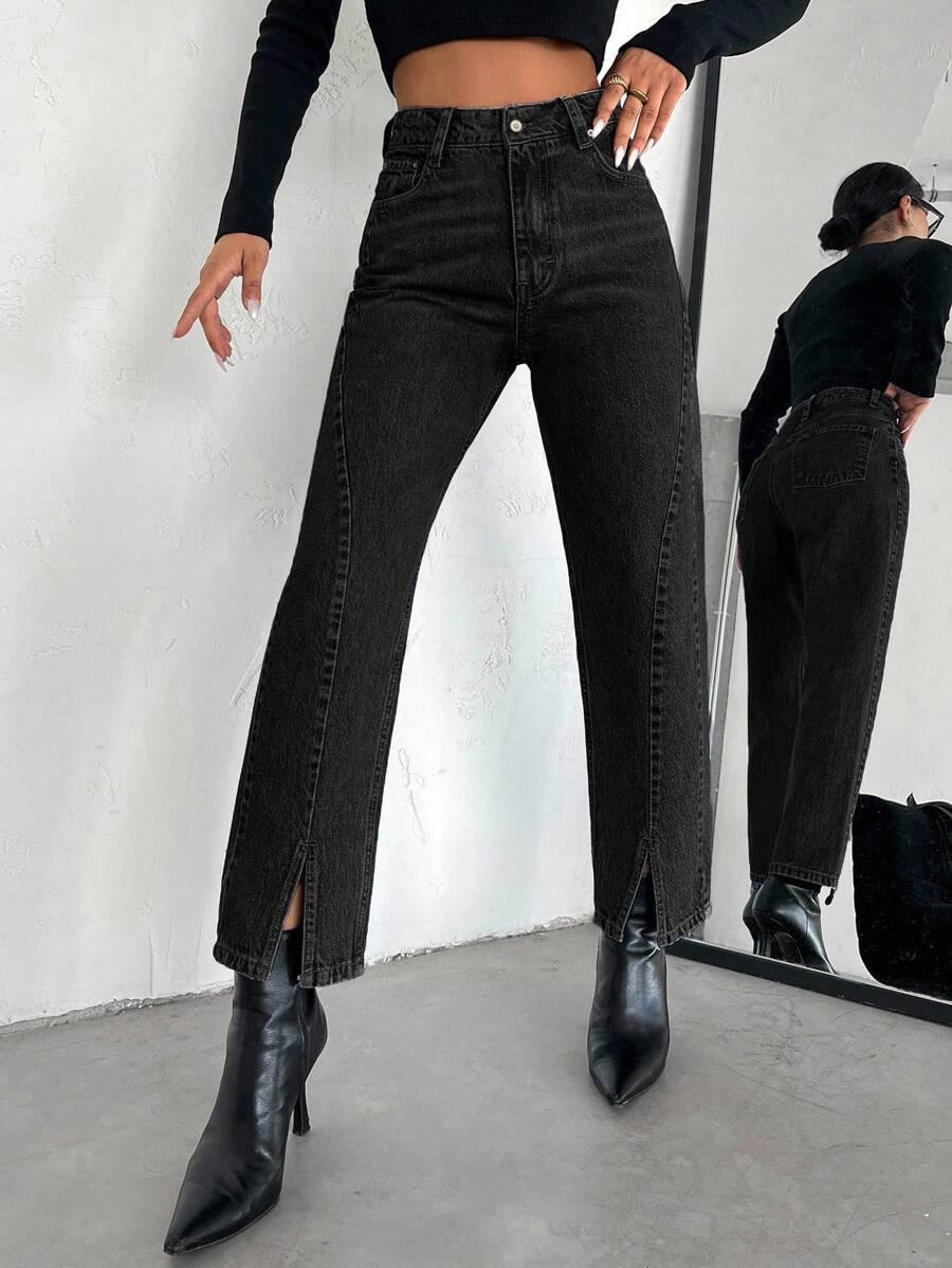 CZARNE SPODNIE JEANS