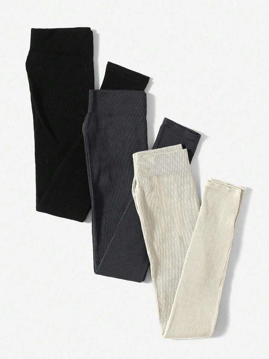 prążkowane legginsy 2-pack